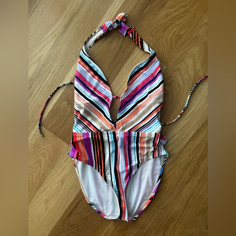 Kenneth Cole Colorful Striped One Piece Swimsuit medium